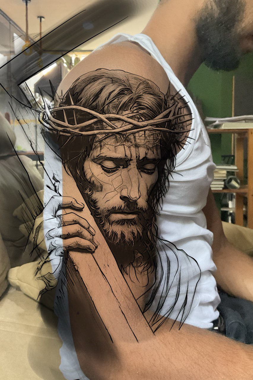 Jesus tattoo before inked