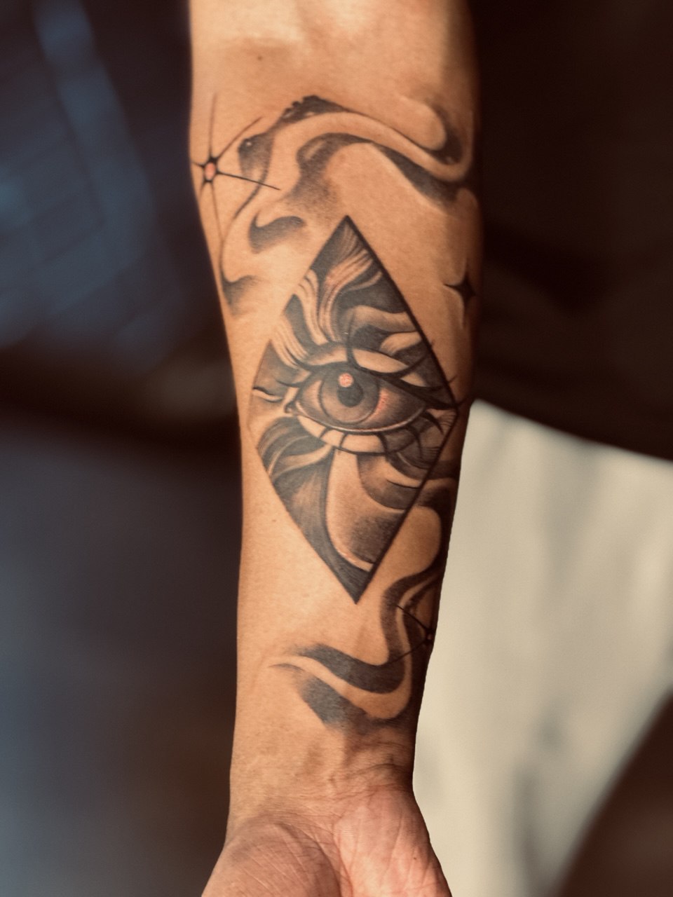 custom eye triangle tattoo